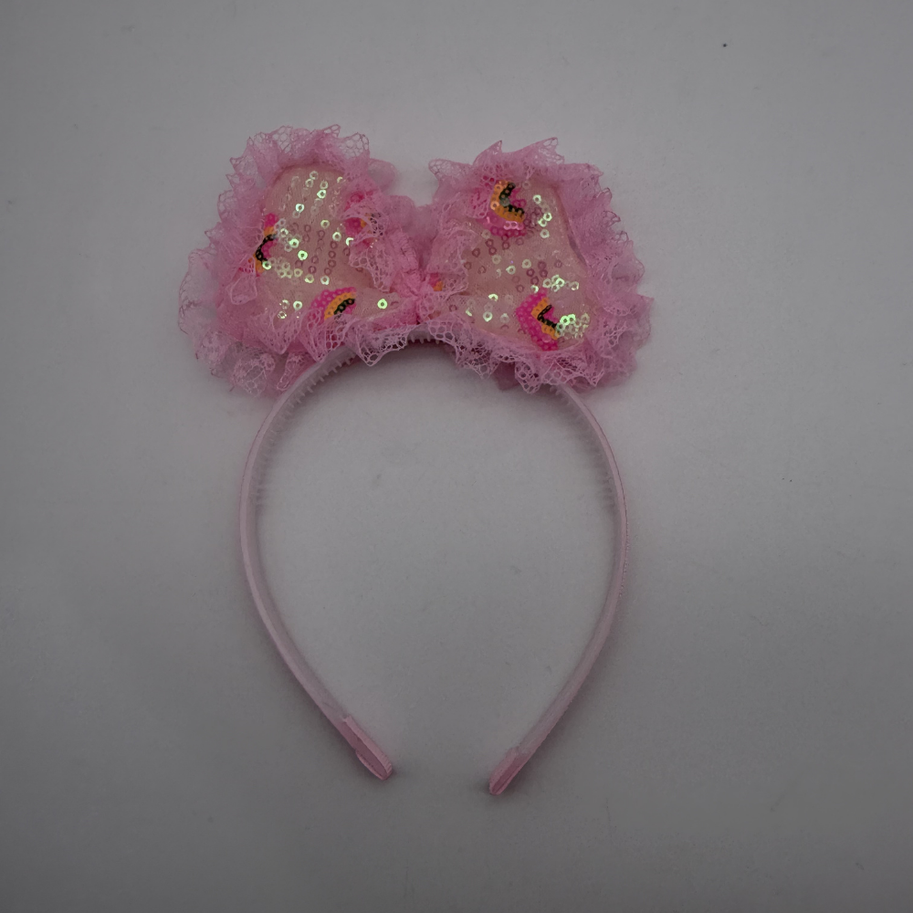 Pul İşlemeli Pembe Fiyonk Çocuk Tacı