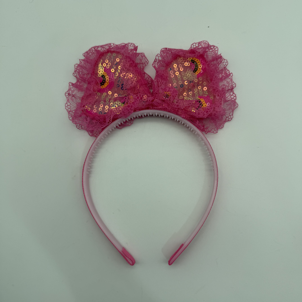 Pul İşlemeli Fuşya Fiyonk Çocuk Tacı