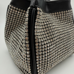 Siyah Kadın Çanta Taş Detaylı Zincir Askılı Şık Omuz ve El Çantası