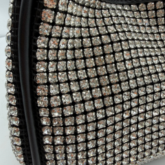 Siyah Kadın Çanta Taş Detaylı Zincir Askılı Şık Omuz ve El Çantası