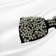 Siyah Büyük Tasarım İnci Taşlı Fiyonk Toka