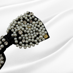 Siyah Büyük Tasarım İnci Taşlı Fiyonk Toka