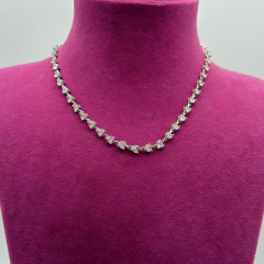 Gümüş Taşlı Model Su Yolu Kolye - 45 CM