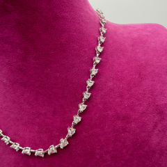 Gümüş Taşlı Model Su Yolu Kolye - 45 CM