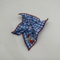 Kare Desenli Kiraz Detaylı Handmade Scrunchie Toka