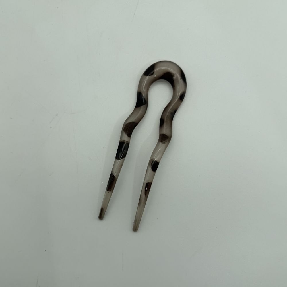 Şeffaf Leopar Desenli Kemik Saç Tokası