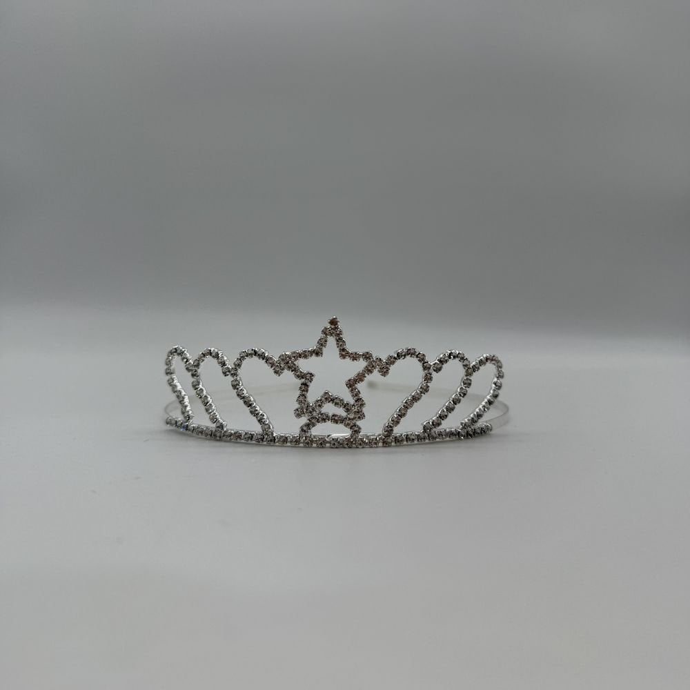 Yıldız ve Kalp Detaylı Taşlı Çocuk Tacı