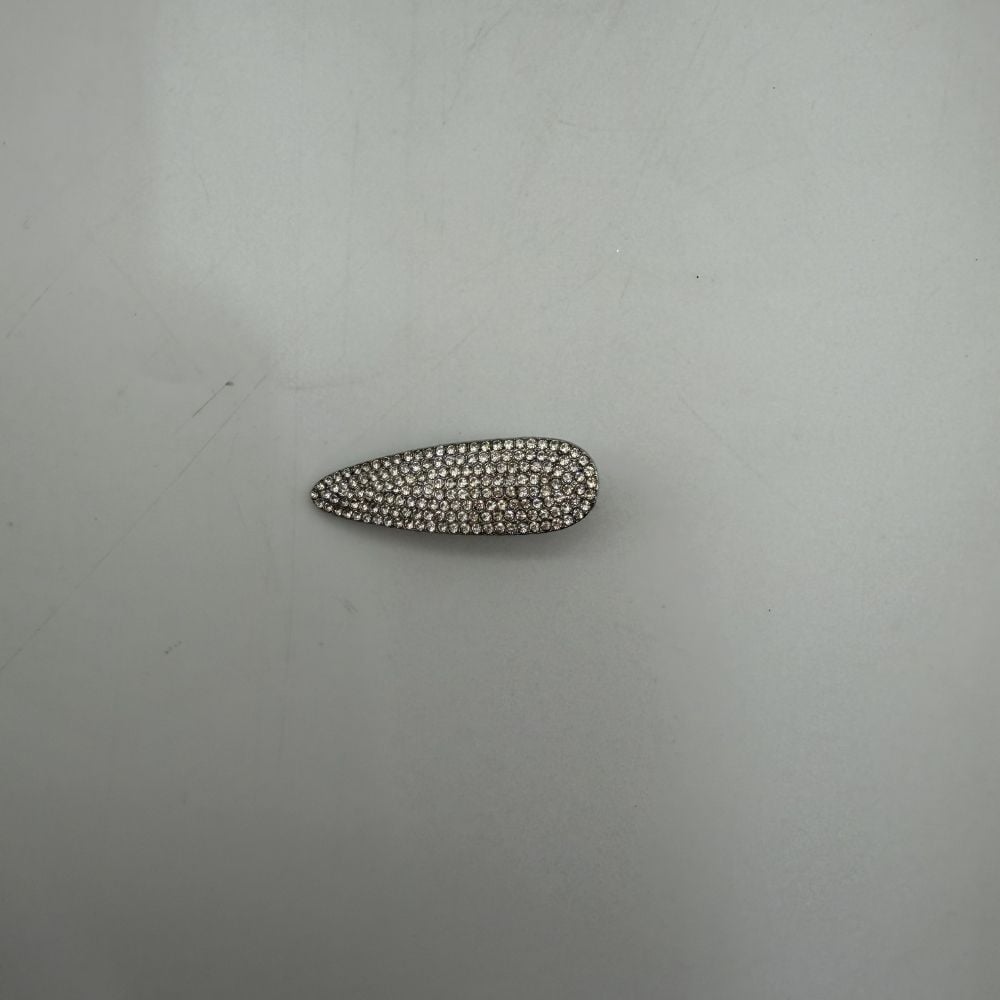 Taş Detaylı Parlak Silver Mandal Saç Tokası