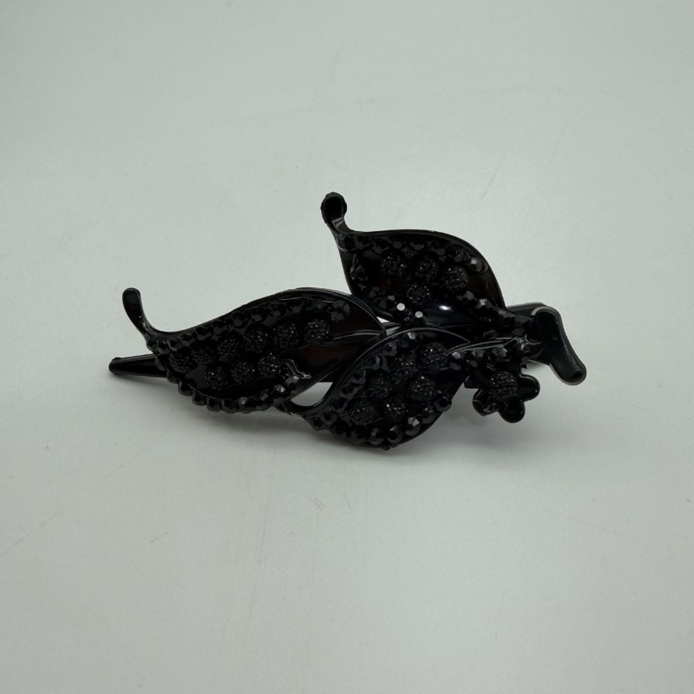 Yaprak Formlu Taş Detaylı Mandal Saç Tokası