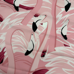 Pembe Flamingo Desenli İpek Saten Fular (50x50)