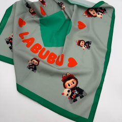 Labubu Desenli İpek Saten Fular (50x50)