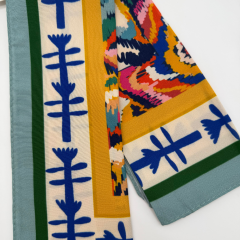 Renkli Desenli İpek Saten Fular (50x50)