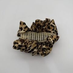 Leopar Desenli Fırfırlı Mandal Toka