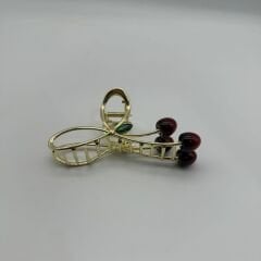 Altın Detaylı Kiraz Figürlü Mandal Toka