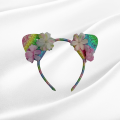 Çiçekli Renkli Simli Taç Gül