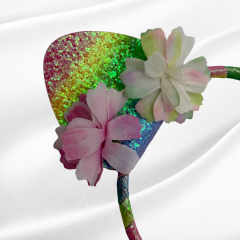 Çiçekli Renkli Simli Taç Gül