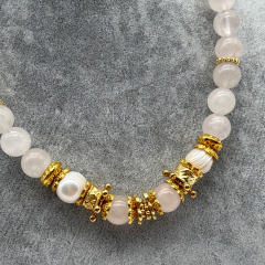 Beyaz Gold Detaylı doğal Taş Kadın Kolye