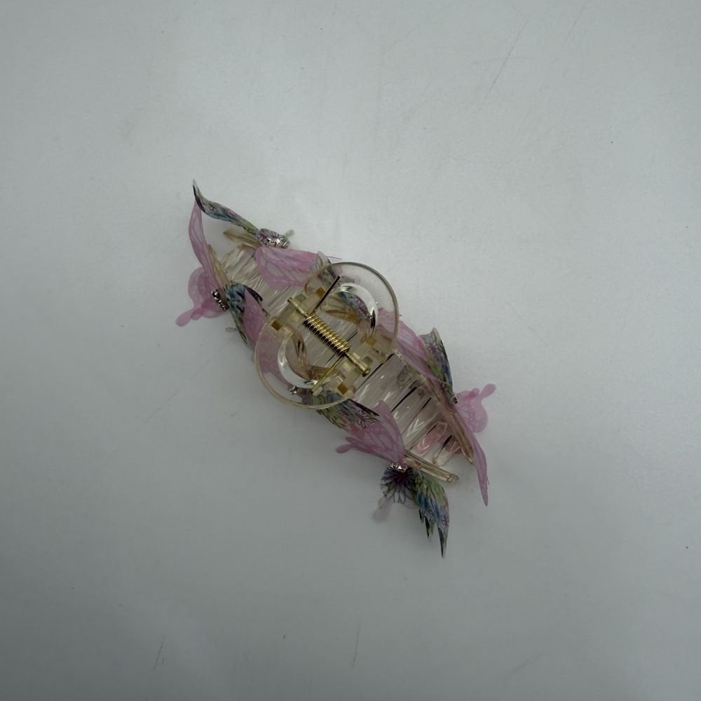 Çiçek Detaylı Transparan Mandal Toka