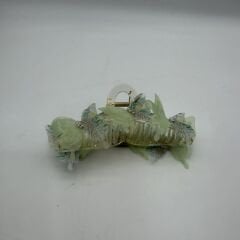 Yeşil Çiçek Detaylı Transparan Mandal Toka