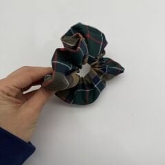 Ekose Desenli Scrunchie Toka