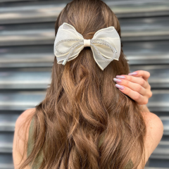 Krem Ortası Taş Detaylı Kurdela Kadın Toka