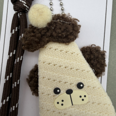 Triko Ayıcık Figürlü Şeffaf Kartlıklı Anahtarlık