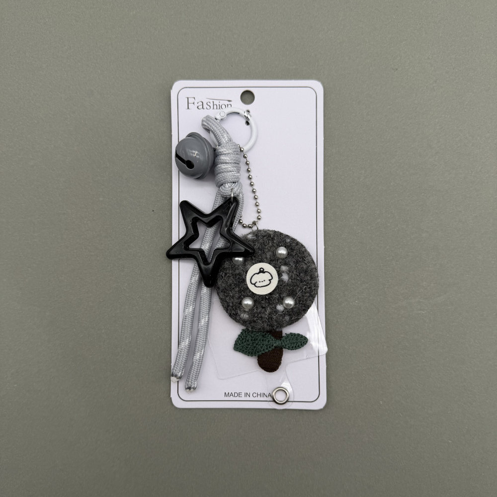 Gri Yıldız Detaylı Peluş Anahtarlık