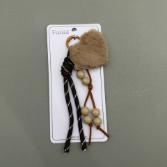 Peluş Kalp Figürlü Şeffaf Kartlıklı Anahtarlık