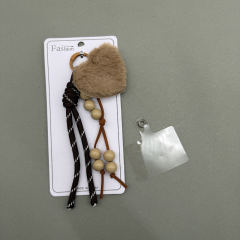 Peluş Kalp Figürlü Şeffaf Kartlıklı Anahtarlık