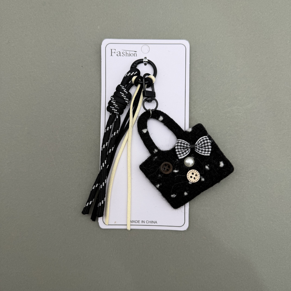 Siyah Mini Çanta Figürlü Anahtarlık