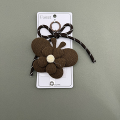 Kahverengi Çiçek Detaylı Şeffaf Kartlıklı Anahtarlık