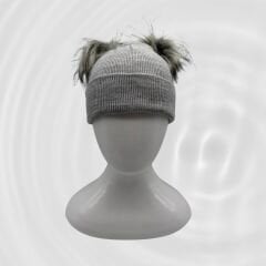 Tüylü Ponponlu Gri Bere