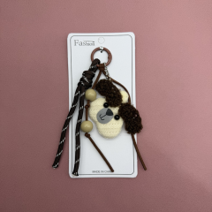 Triko Köpek Figürlü Şeffaf Kartlıklı Anahtarlık