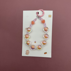 Turuncu Kalp Detaylı Şeffaf Kartlıklı Anahtarlık