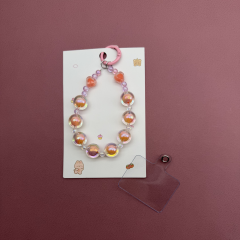 Turuncu Kalp Detaylı Şeffaf Kartlıklı Anahtarlık