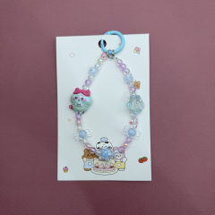 Mavi Figür ve Çiçek Detaylı Şeffaf Kartlıklı Anahtarlık