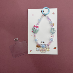 Mavi Figür ve Çiçek Detaylı Şeffaf Kartlıklı Anahtarlık