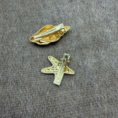 İkili Deniz Yıldızı ve Deniz Kabuğu Gold Toka