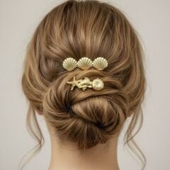 İkili Deniz Kabuğu Gold Toka