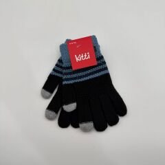 Örgü Mavi - Siyah Çocuk Eldiven (9-12 Yaş)