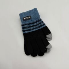 Örgü Mavi - Siyah Çocuk Eldiven (9-12 Yaş)