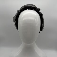 Taş Detaylı Siyah Tül Fransız Taç