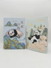 PANDA Figürlü Mavi Renk En 14 Boy 20 Cm Çizgili Not Defteri
