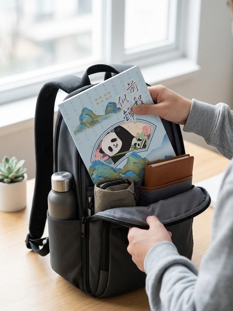 PANDA Figürlü Mavi Renk En 14 Boy 20 Cm Çizgili Not Defteri