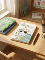 PANDA Figürlü Beyaz Renk En 14 Boy 20 Cm Çizgili Not Defteri