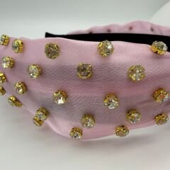 Gold Detaylı Taş Desenli Pembe Taç