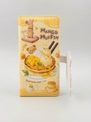 Ayıcık Pasta Figürlü Kabartmalı Sarı Renkli Mıknatıs Kapaklı En 9 cm Boy 18 cm Çizgili Defteri