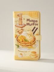 Ayıcık Pasta Figürlü Kabartmalı Sarı Renkli Mıknatıs Kapaklı En 9 cm Boy 18 cm Çizgili Defteri