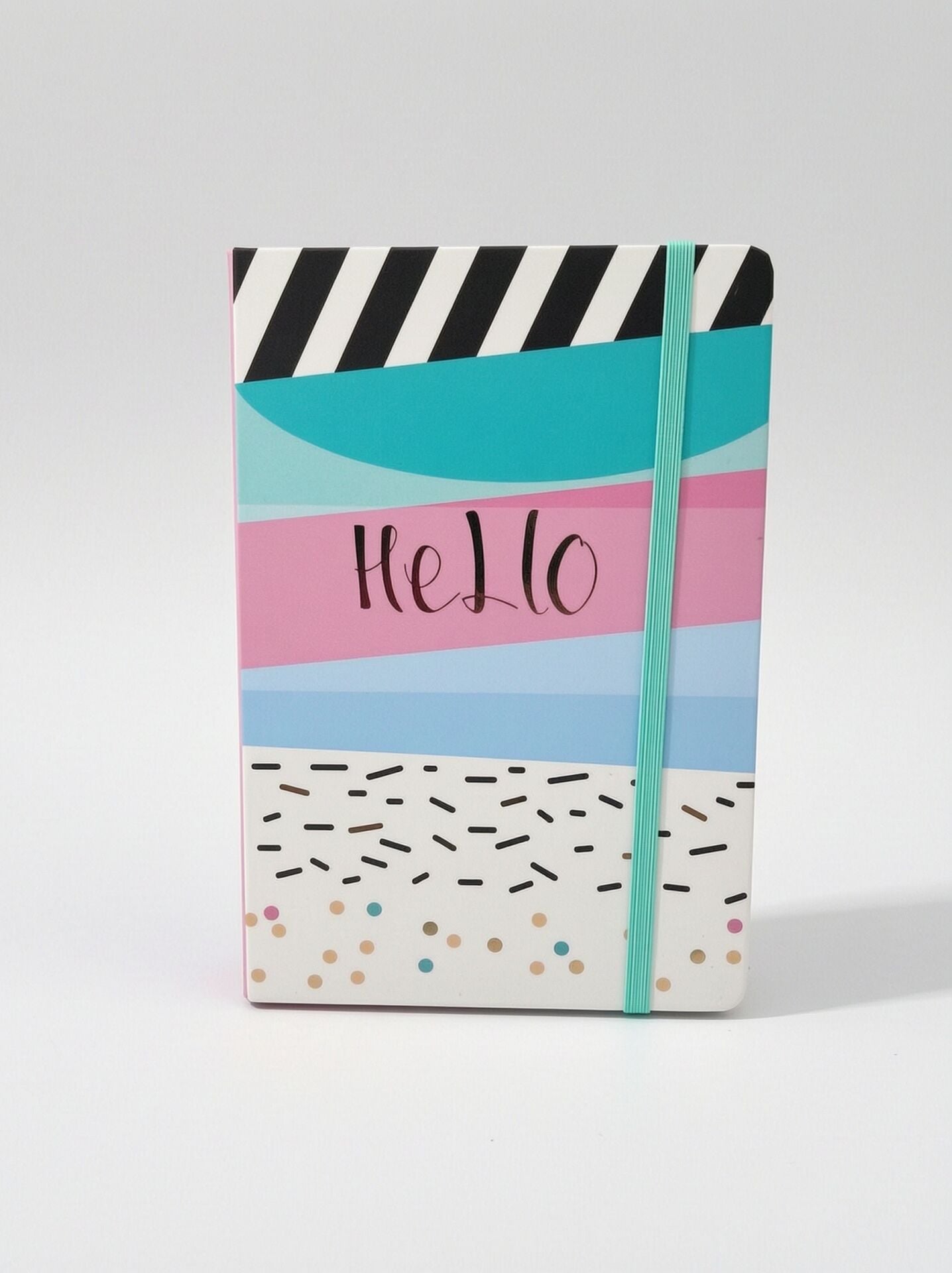 Hello Yazılı Renkli En 14,5 cm Boy 20.5 cm Çizgili Defteri