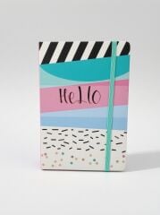 Hello Yazılı Renkli En 14,5 cm Boy 20.5 cm Çizgili Defteri